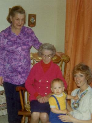 Mom, Grandma and Great-Grandma, with big brother Jeff.